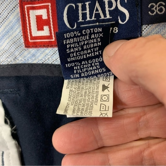 CHAPS Navy Blue Classic Bermuda Shorts Cotton Flat Front 9" Inseam Cotton Sz 36 - Picture 9 of 9